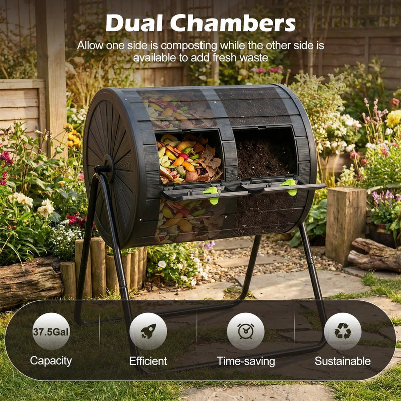 Compost Tumbler 37.5 Gallon Large Outdoor Compost Bin by DirectDeals
