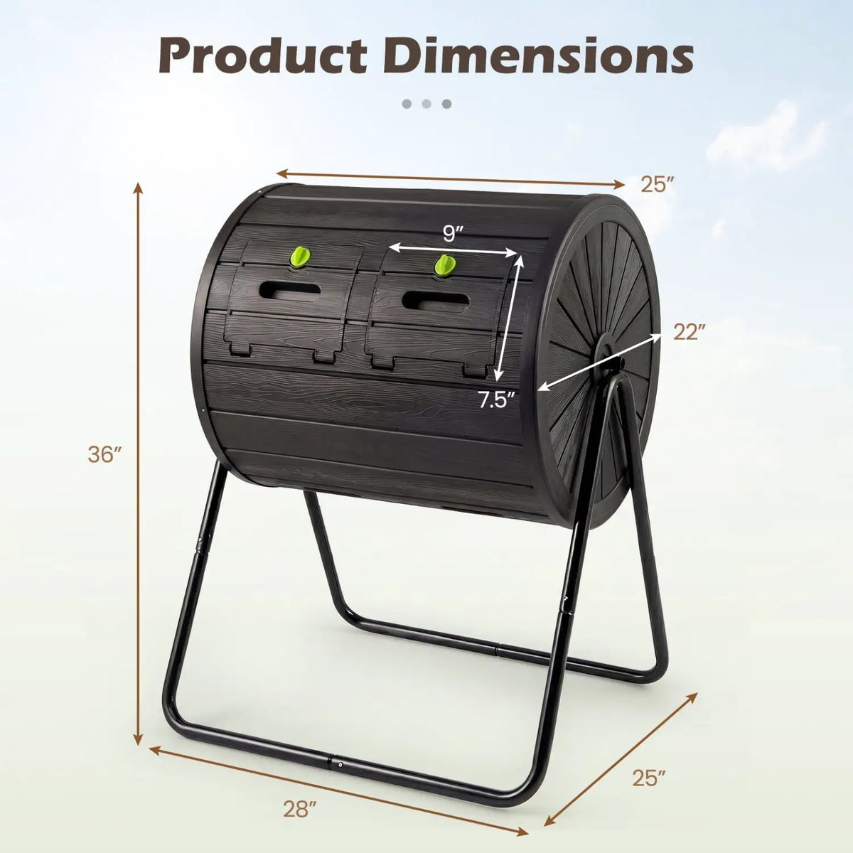 Compost Tumbler 37.5 Gallon Large Outdoor Compost Bin, photo 9 of 16