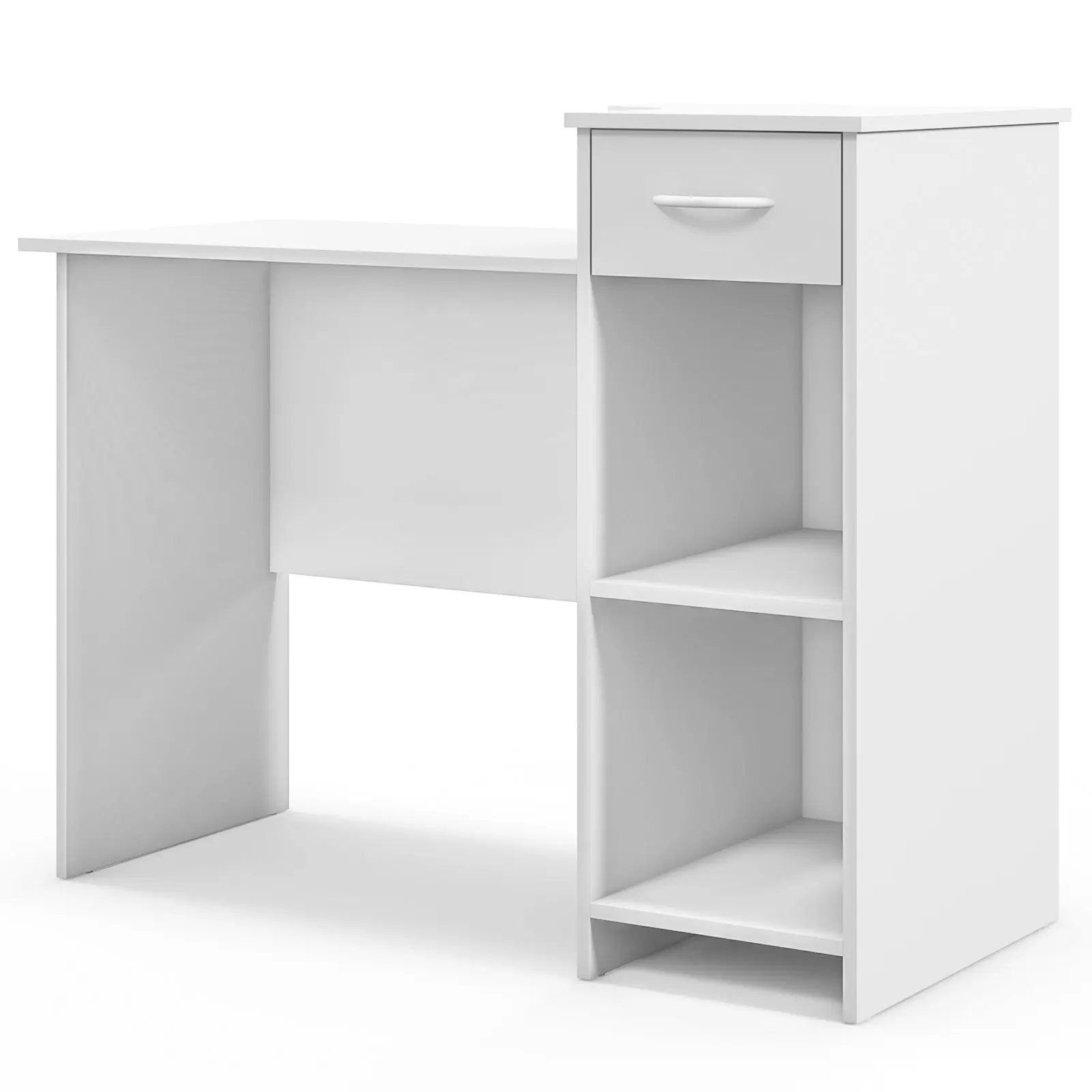 Computer Desk Modern Laptop PC Desk with Adjustable Shelf and Cable Hole-White by DirectDeals