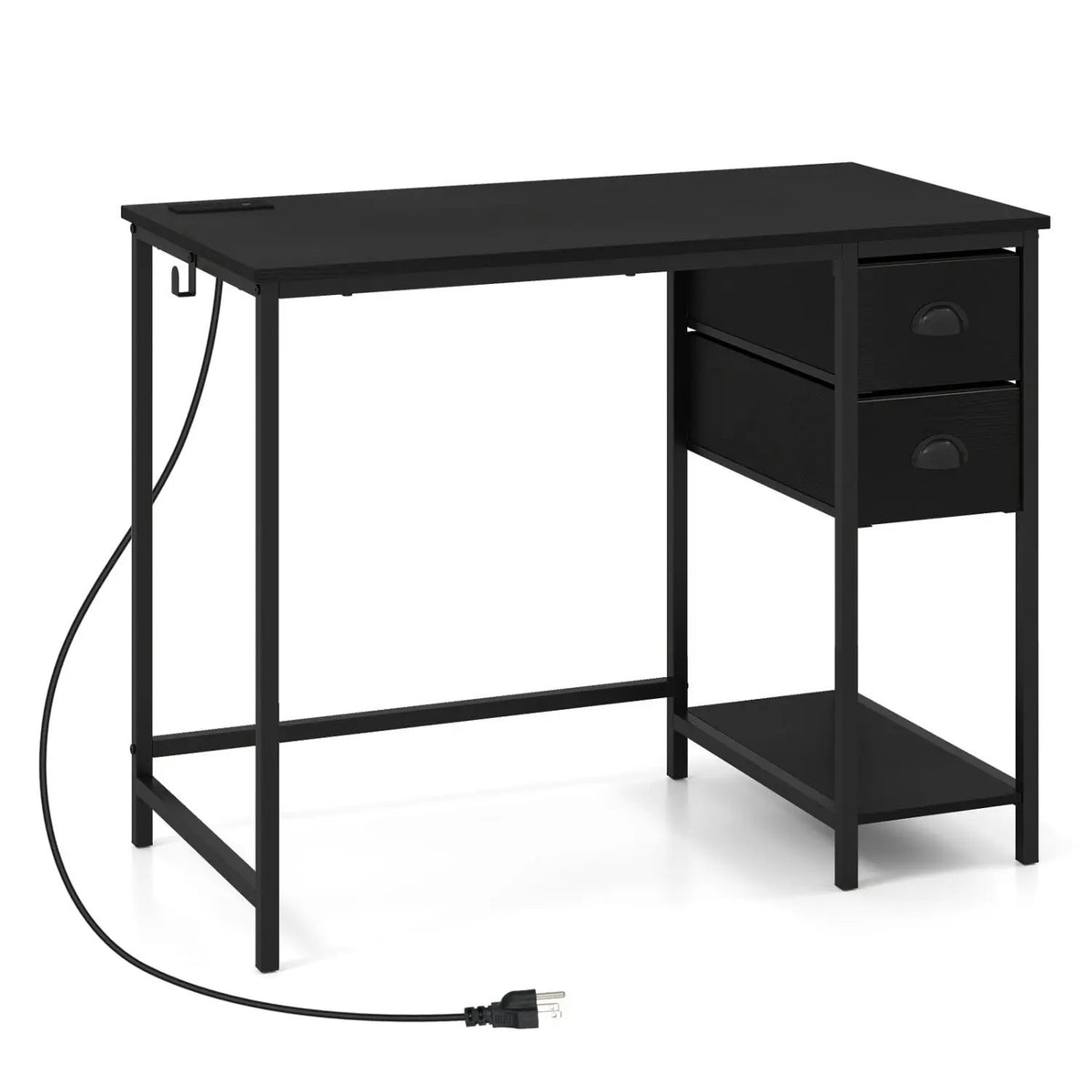 Computer Desk with Charging Station and 2 Fabric Drawers for Small Spaces, photo 2 of 16