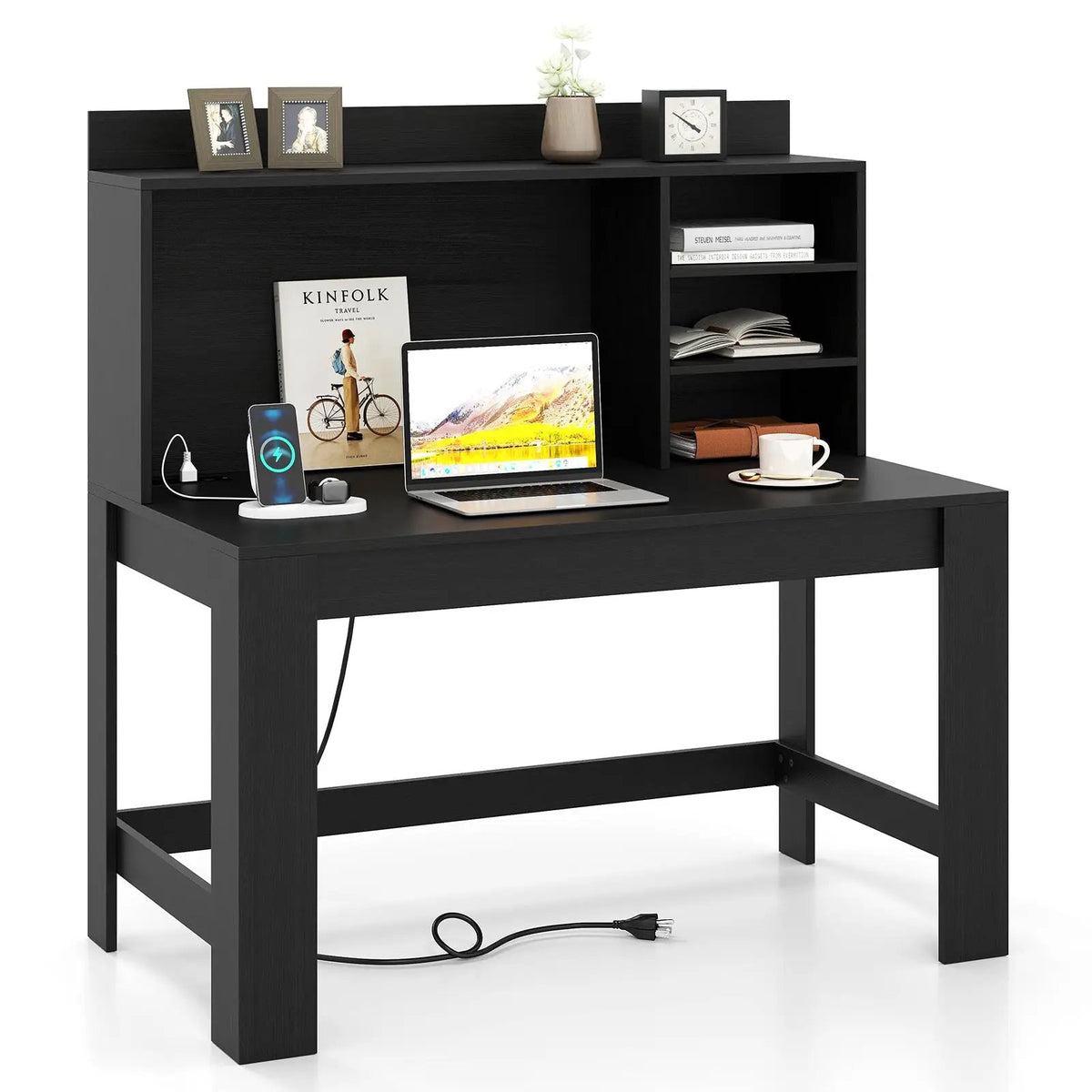 Modern Computer Desk with Hutch and Storage Shelves, photo 4 of 10