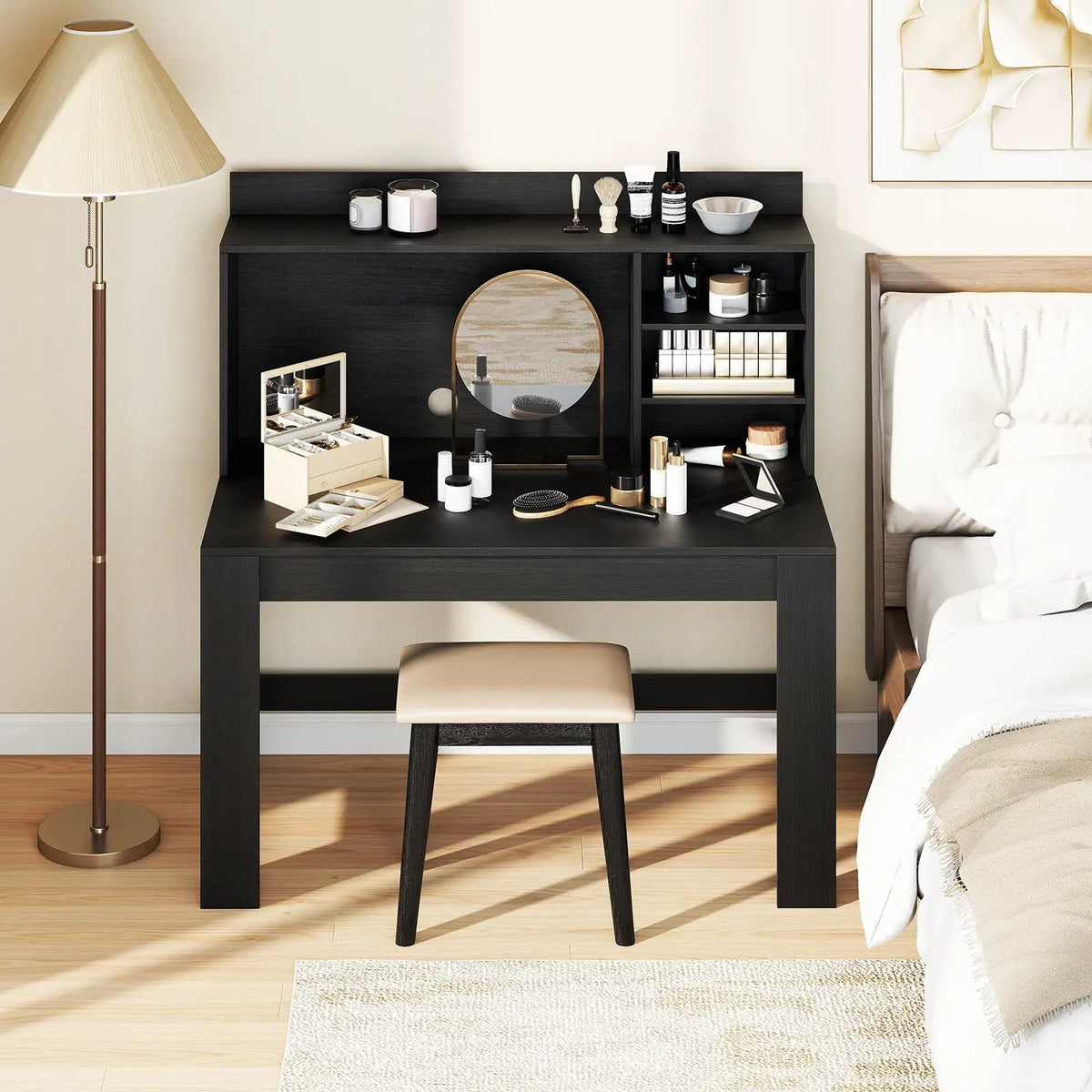 Modern Computer Desk with Hutch and Storage Shelves, photo 6 of 10