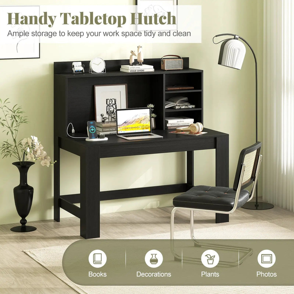 Modern Computer Desk with Hutch and Storage Shelves, photo 7 of 10