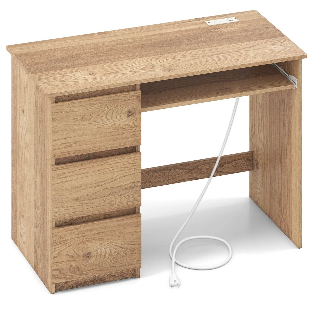 Computer Desk with Power Outlet Keyboard Tray and 3 Large Drawers, photo 3 of 9
