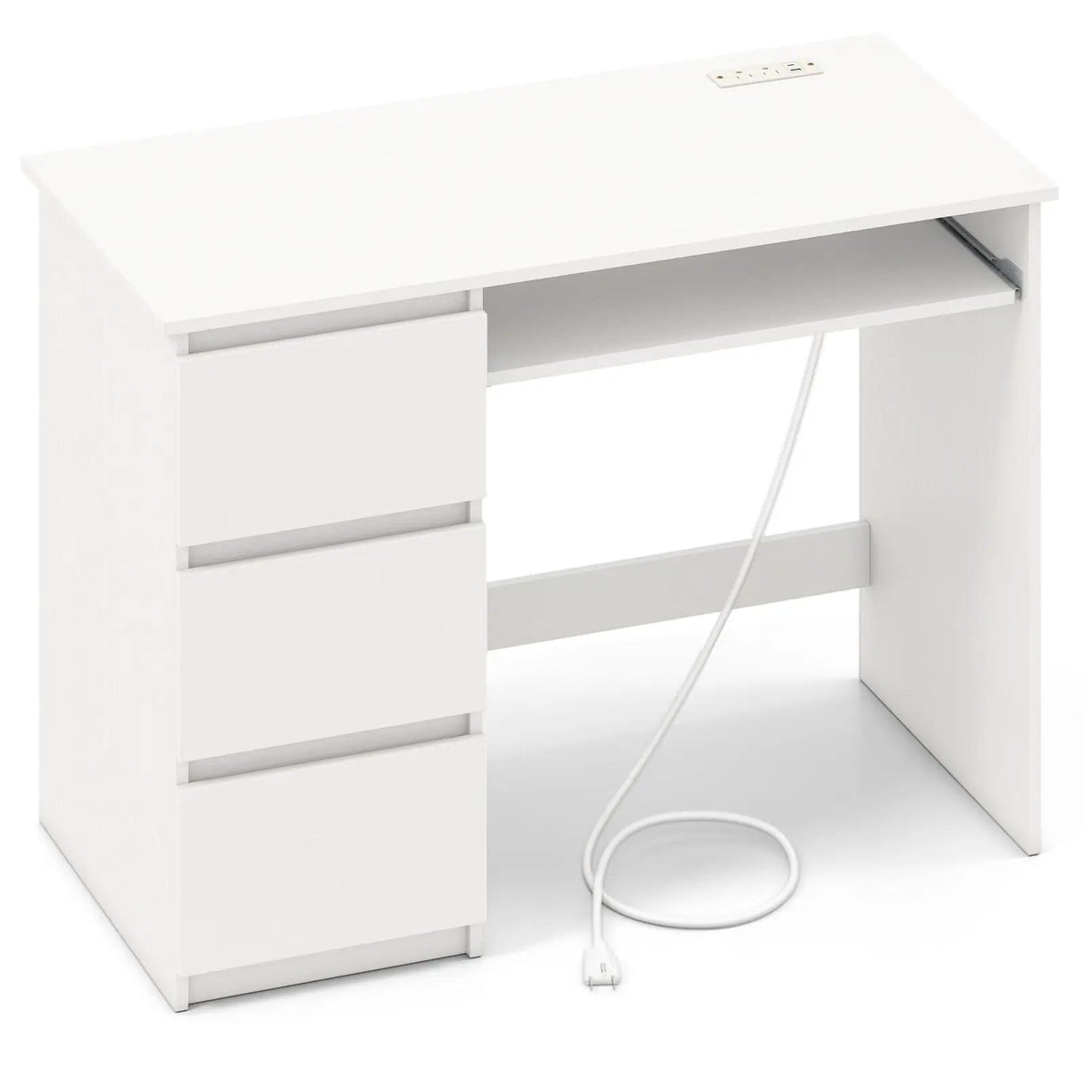 Computer Desk with Power Outlet Keyboard Tray and 3 Large Drawers, photo 9 of 9