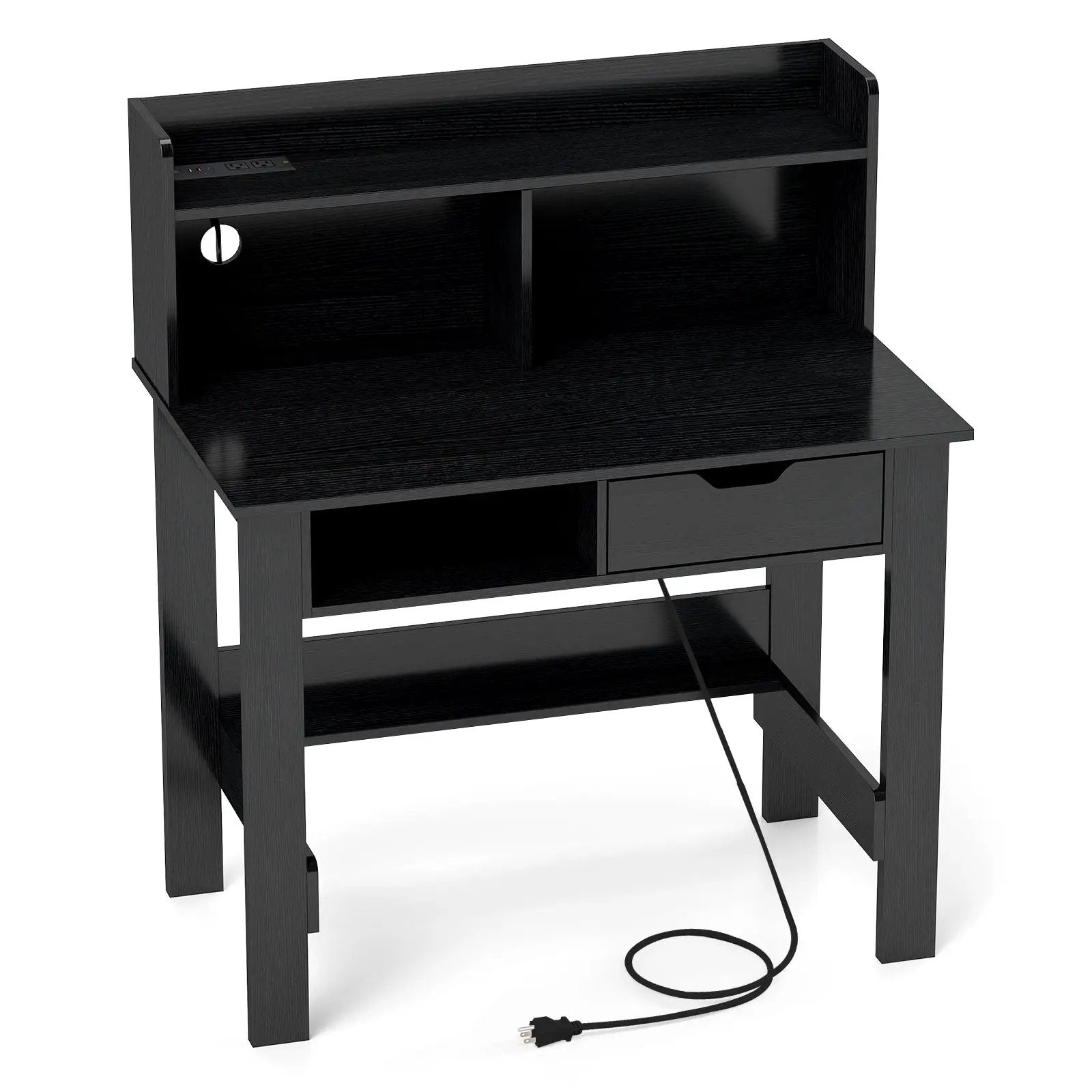 Computer Desk with Power Outlets USB Ports and Type-C-Black by DirectDeals