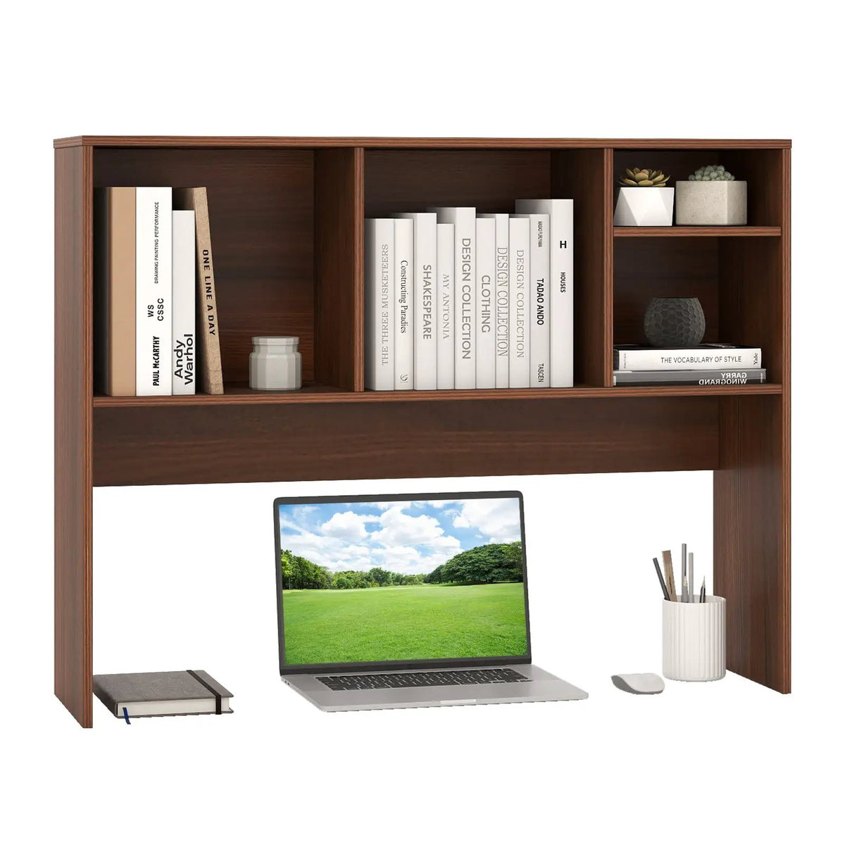 Computer Desktop Bookcase with 4 Cubbies and Open Back Compartment, photo 13 of 14