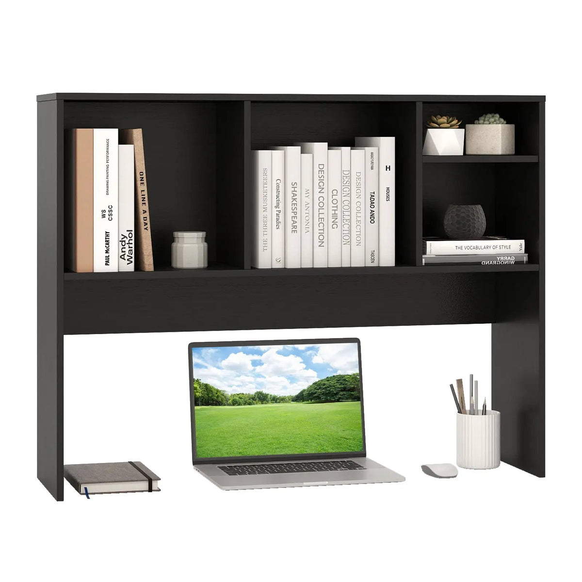 Computer Desktop Bookcase with 4 Cubbies and Open Back Compartment, photo 12 of 14