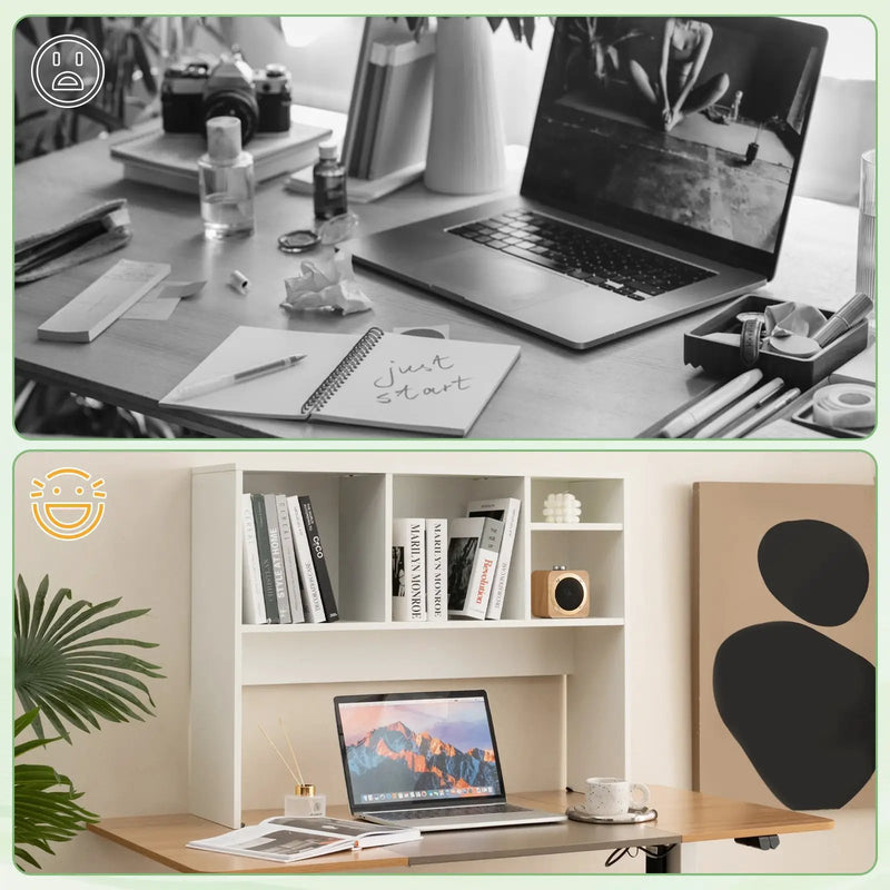 Computer Desktop Bookcase with 4 Cubbies and Open Back Compartment by DirectDeals