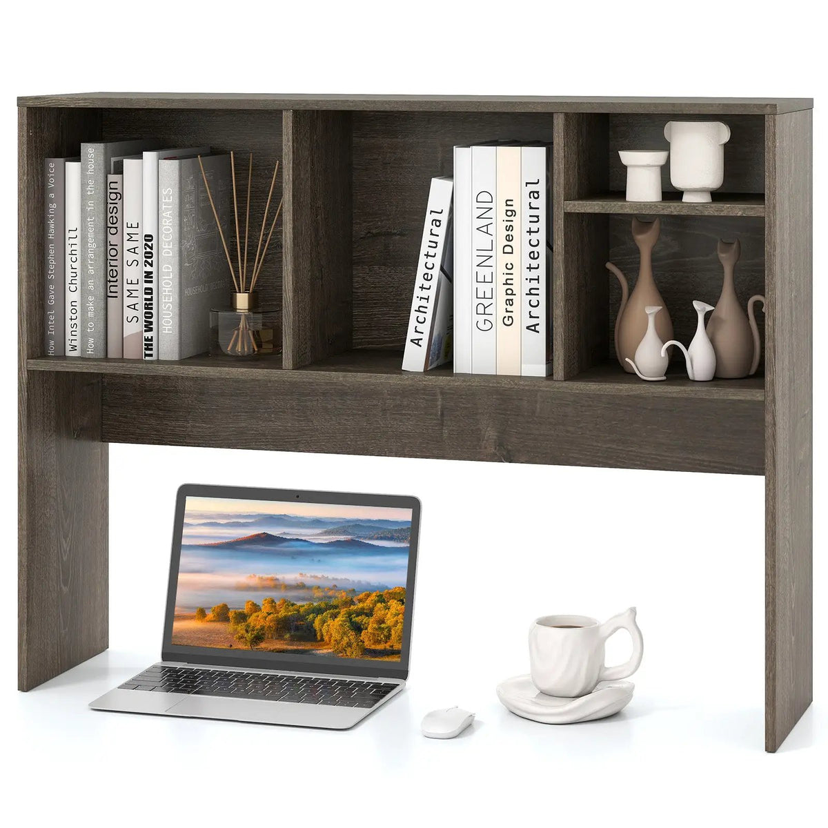 Computer Desktop Bookcase with 4 Cubbies and Open Back Compartment, photo 14 of 14