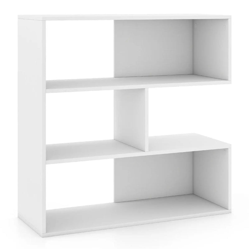 Concave Bookshelf with 3 Open Shelves and Anti-Tip Device by DirectDeals