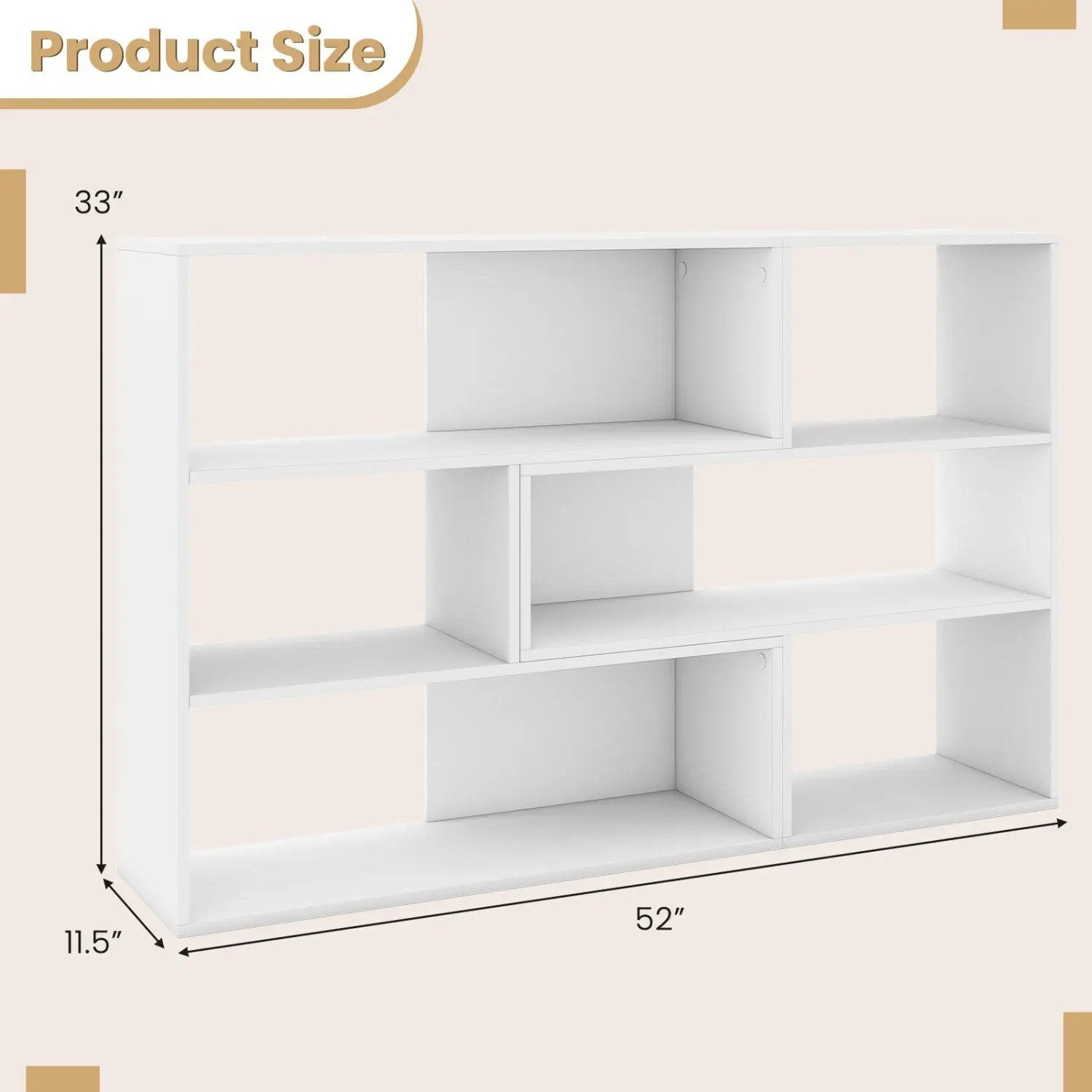 Geometric Bookshelf Set with 3 Open Shelves and Anti-Tip by DirectDeals