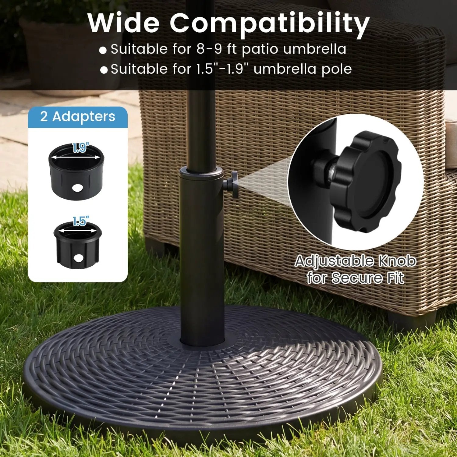 Concrete Patio Umbrella Base with Rattan Pattern for Lawn by DirectDeals