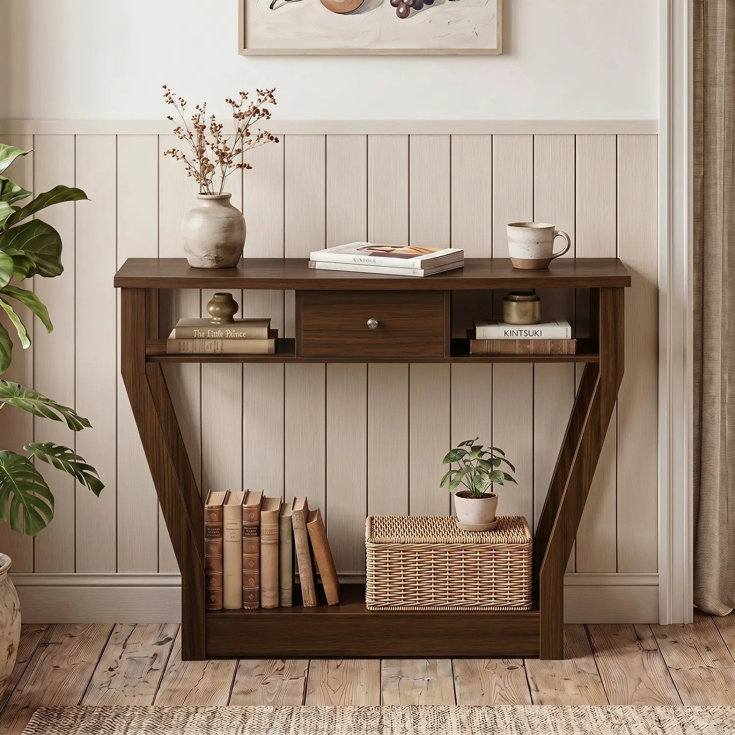 Console Table with Storage Drawer and Shelf, 47-Inch by DirectDeals