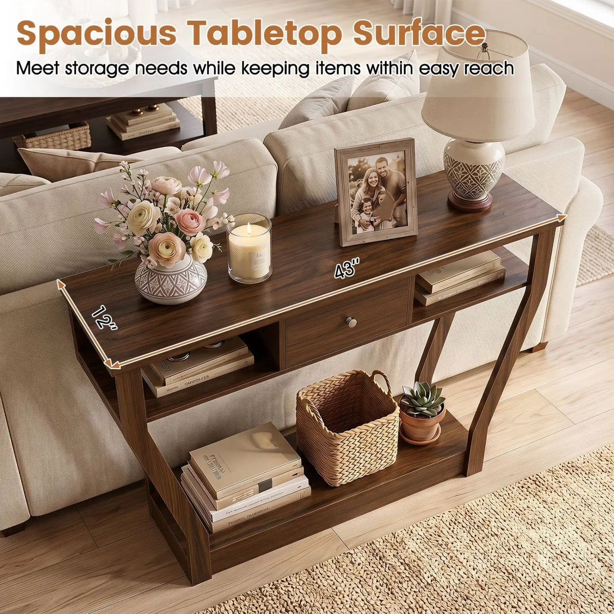 Console Table with Storage Drawer and Shelf, 47-Inch by DirectDeals