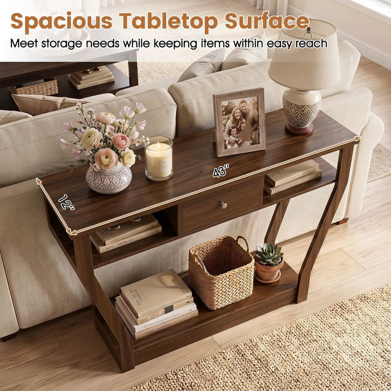 Console Table with Storage Drawer and Shelf, 47-Inch by DirectDeals