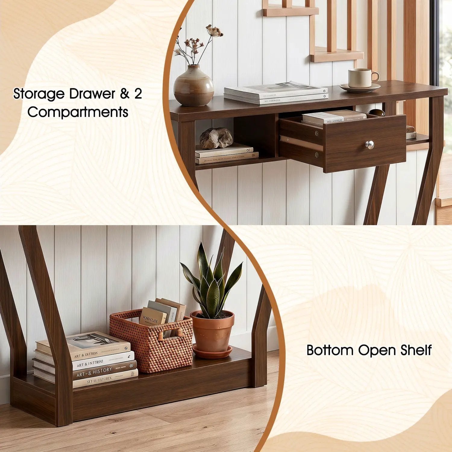 Console Table with Storage Drawer and Shelf, 47-Inch by DirectDeals