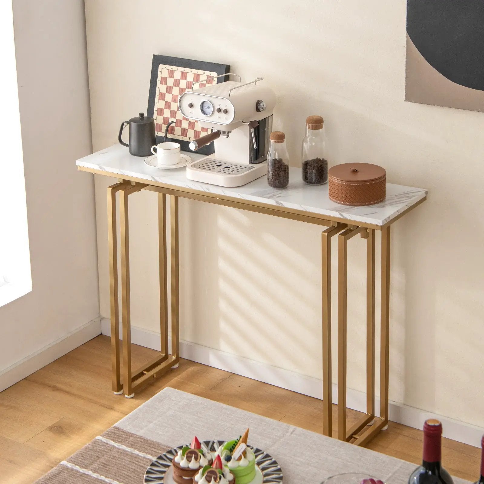 43.5 Inch Console Table with Heavy-duty Metal Frame-Golden by DirectDeals