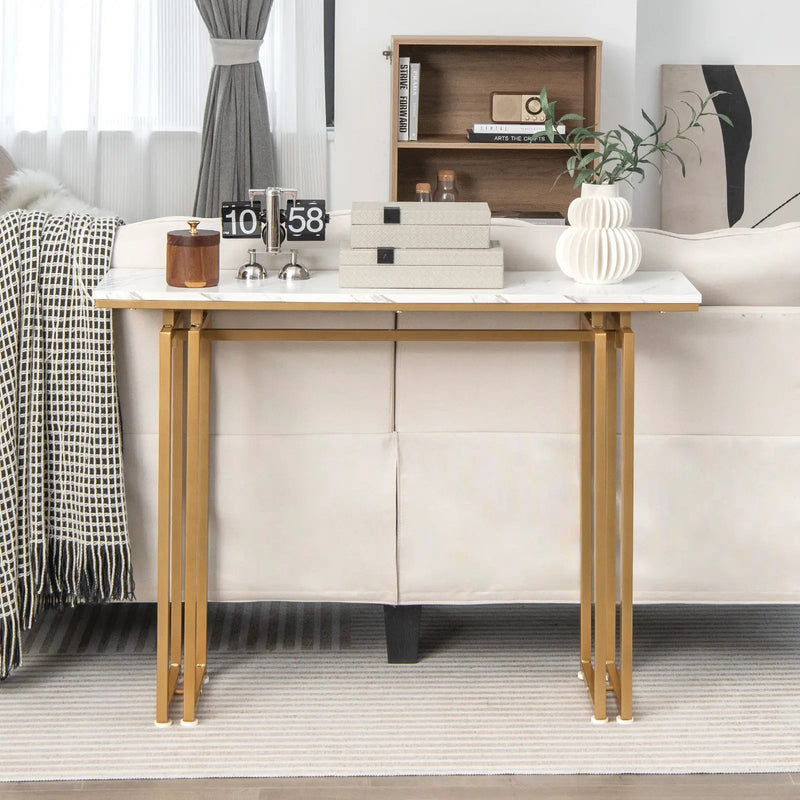 43.5 Inch Console Table with Heavy-duty Metal Frame-Golden by DirectDeals