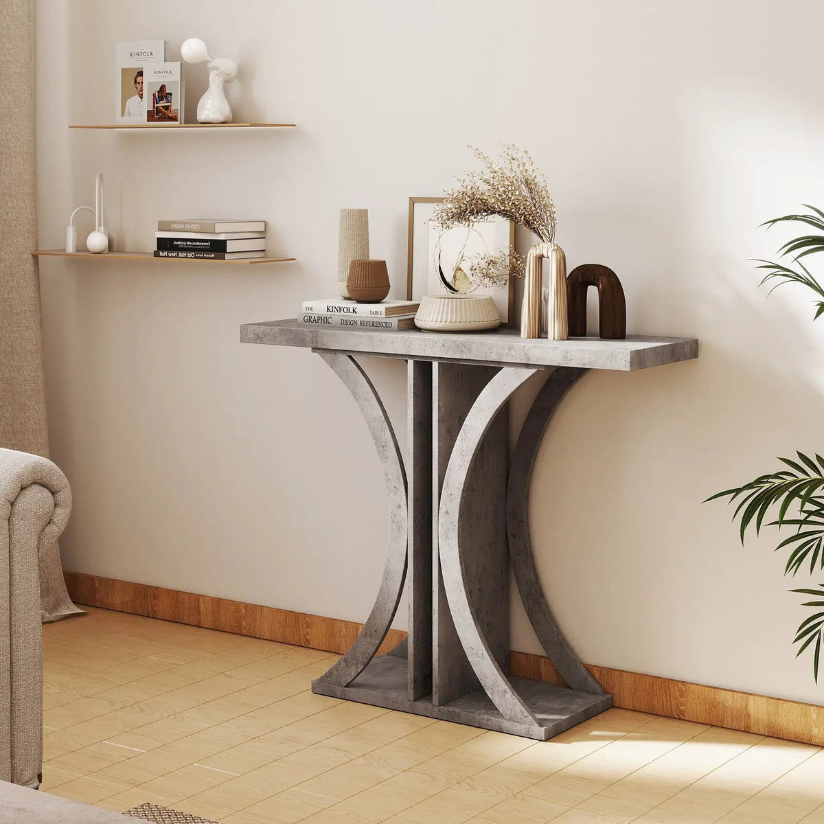 Console Table 39.5 Inch Rectangular Entryway Table with Geometric Frame by DirectDeals