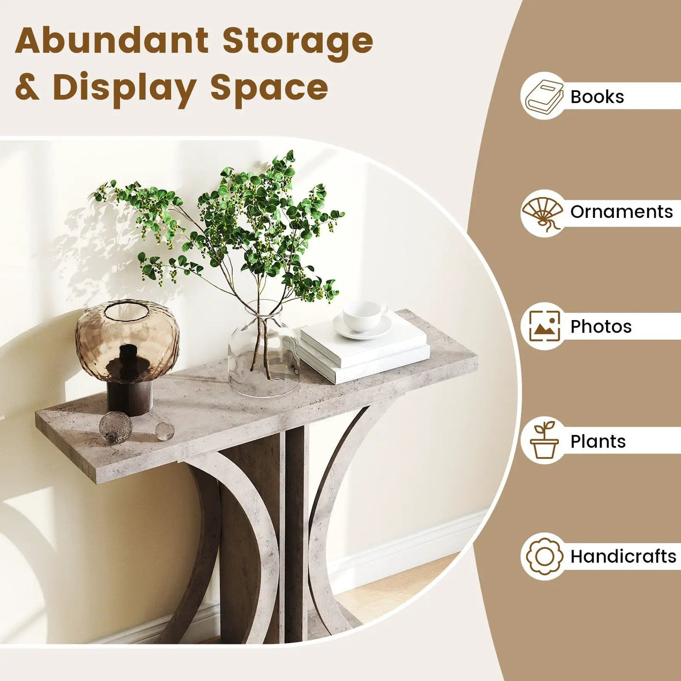 Console Table 39.5 Inch Rectangular Entryway Table with Geometric Frame by DirectDeals