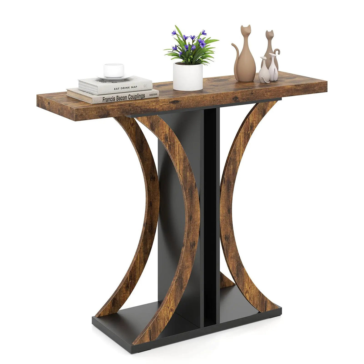 Console Table 39.5 Inch Rectangular Entryway Table with Geometric Frame by DirectDeals