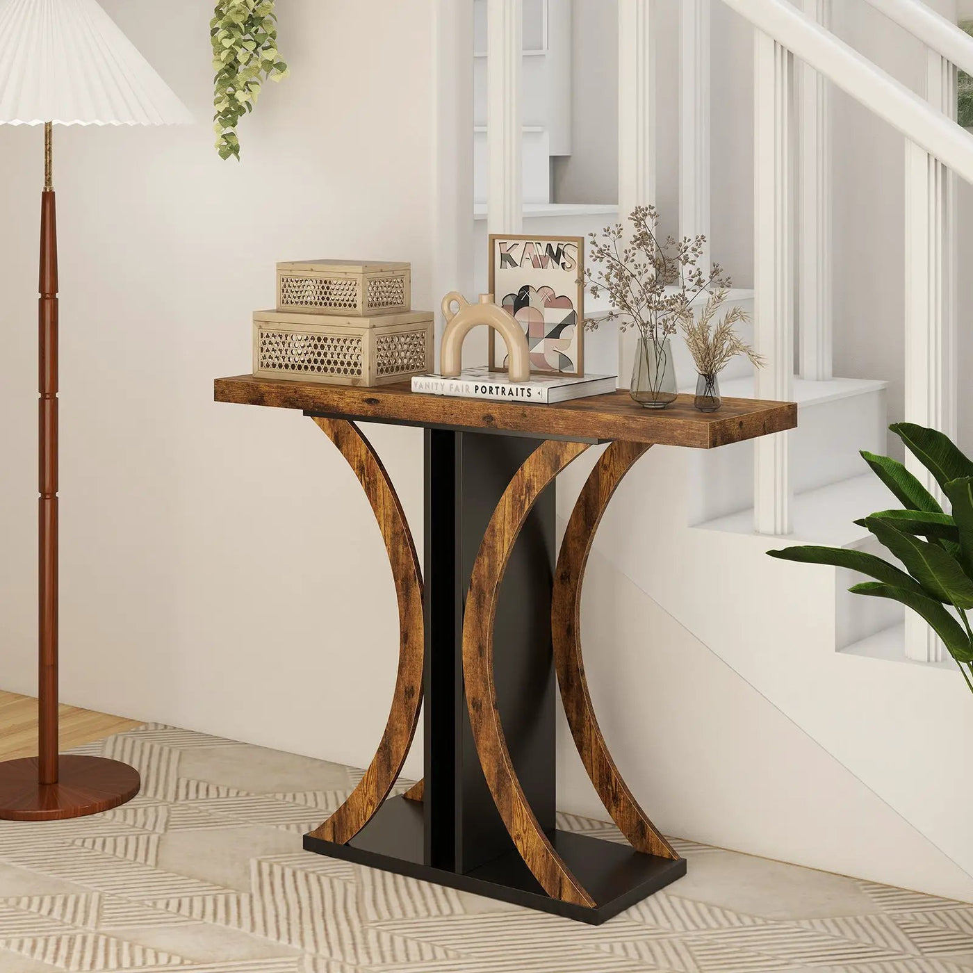 Console Table 39.5 Inch Rectangular Entryway Table with Geometric Frame by DirectDeals