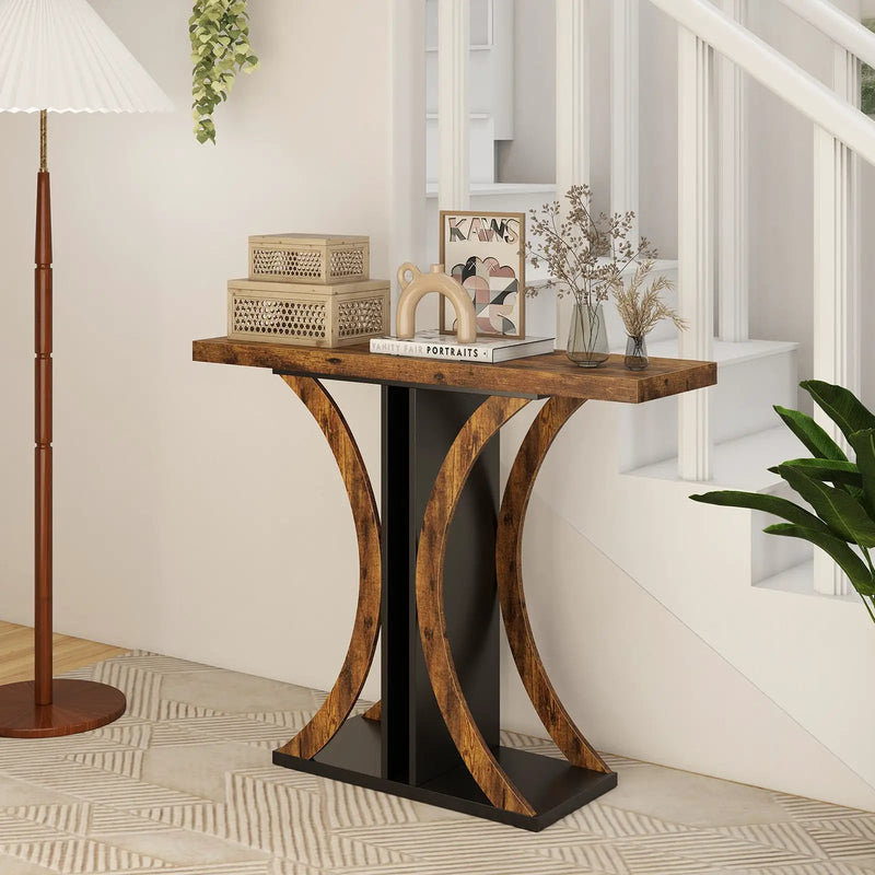 Console Table 39.5 Inch Rectangular Entryway Table with Geometric Frame by DirectDeals