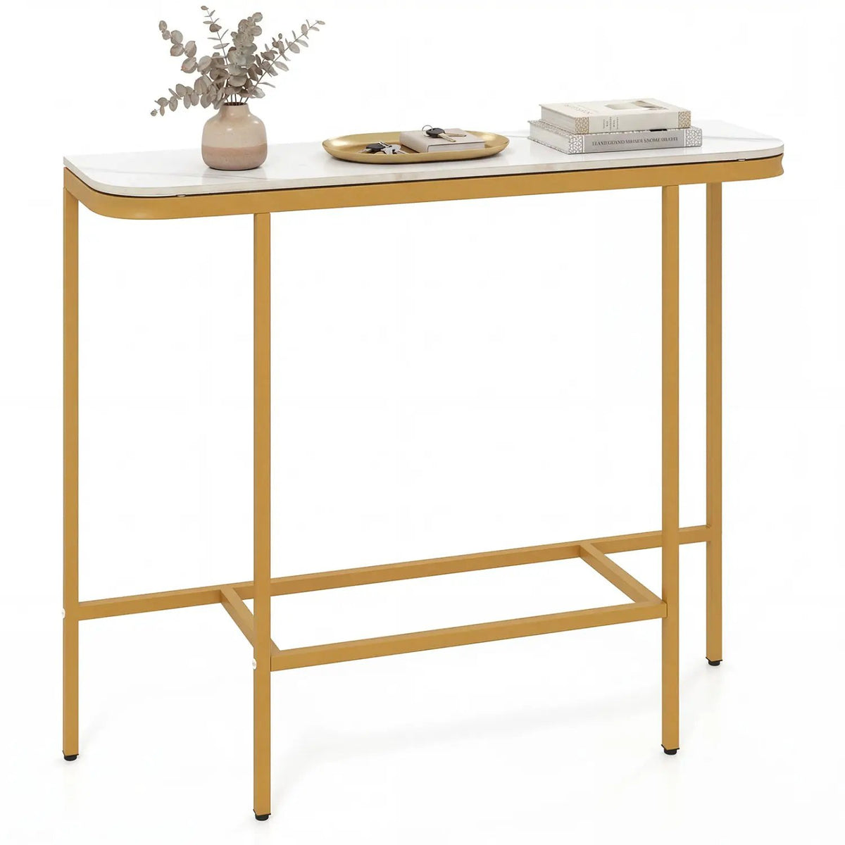 Console Table 44-Inch Entryway Table with Faux Marble Tabletop and Heavy-Duty Metal Frame, photo 4 of 16