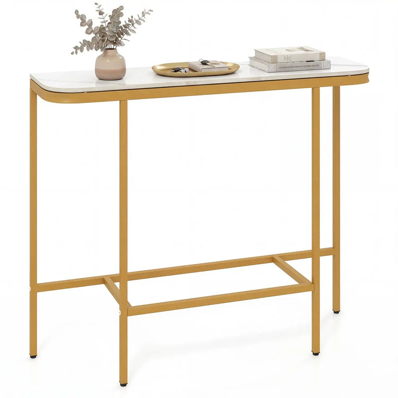 Console Table 44-Inch Entryway Table with Faux Marble Tabletop and Heavy-Duty Metal Frame by DirectDeals