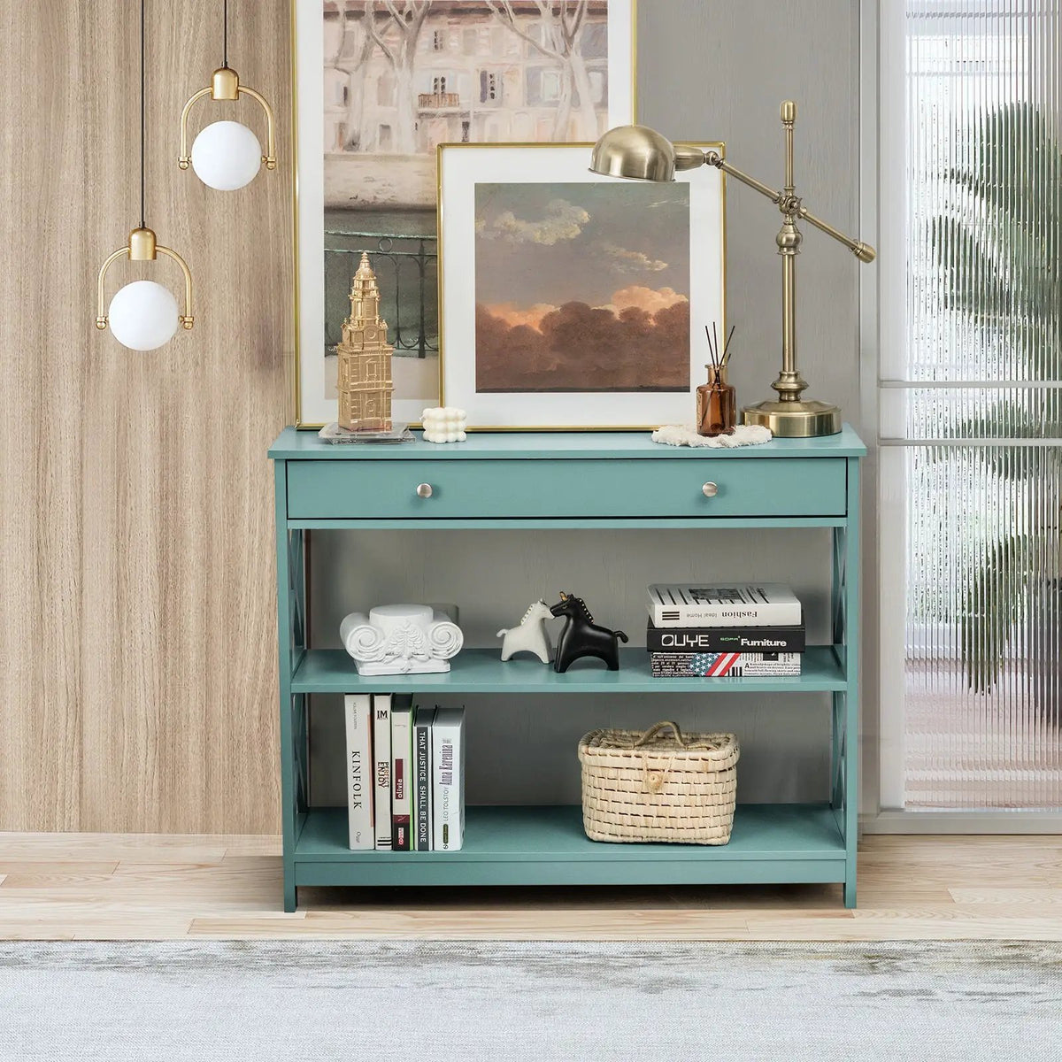 Console Table 3-Tier with Drawer and Storage Shelves, photo 9 of 48