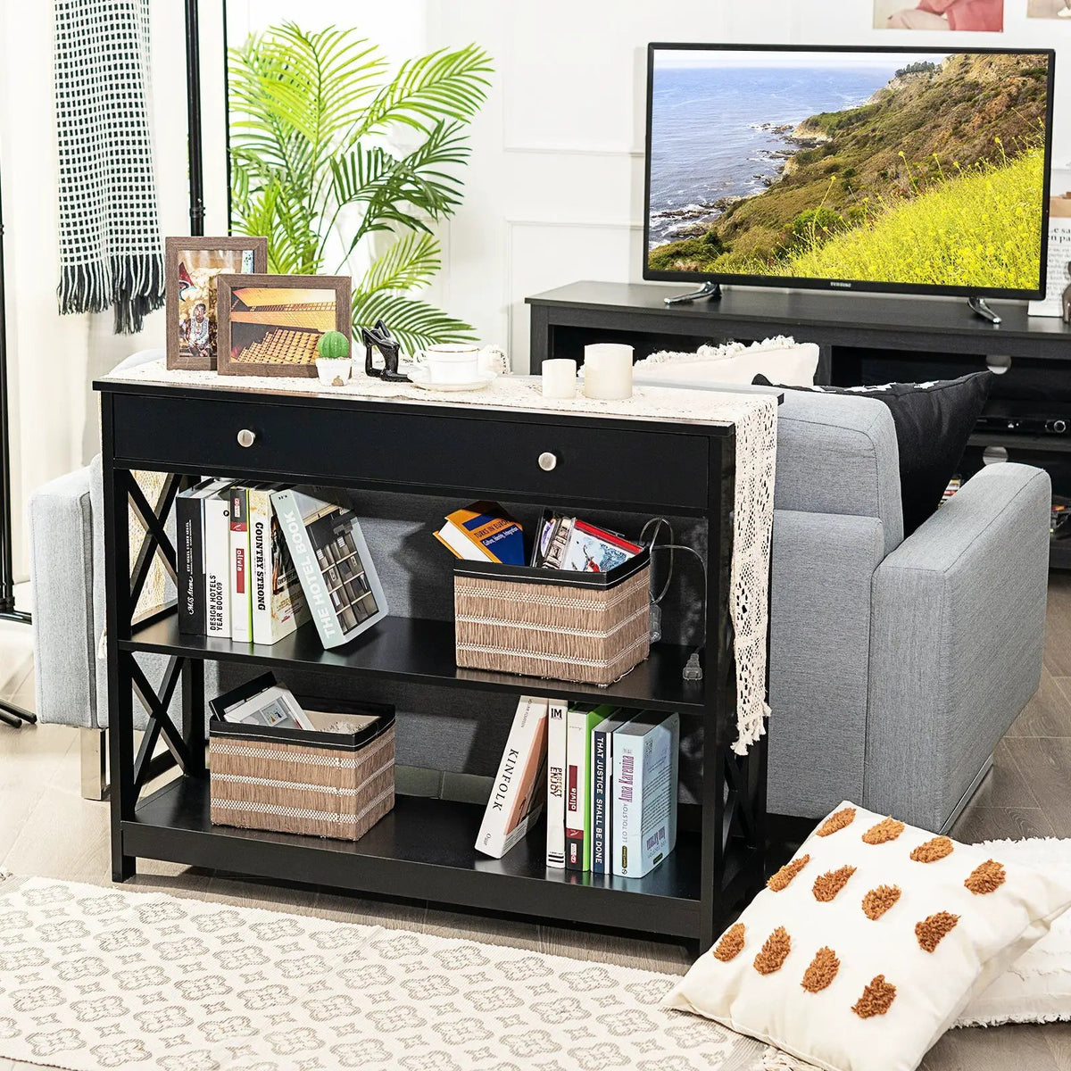 Console Table 3-Tier with Drawer and Storage Shelves, photo 32 of 48