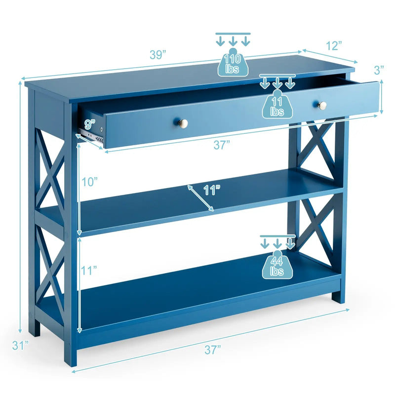 Console Table 3-Tier with Drawer and Storage Shelves by DirectDeals
