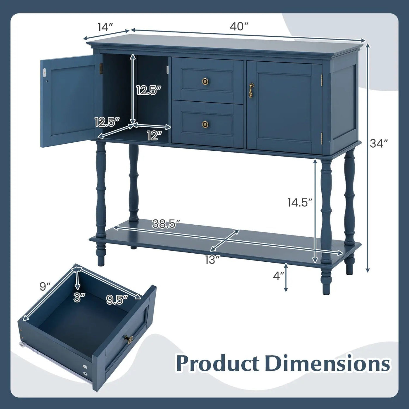 Console Table with 2 Drawers and Storage Cabinets by DirectDeals