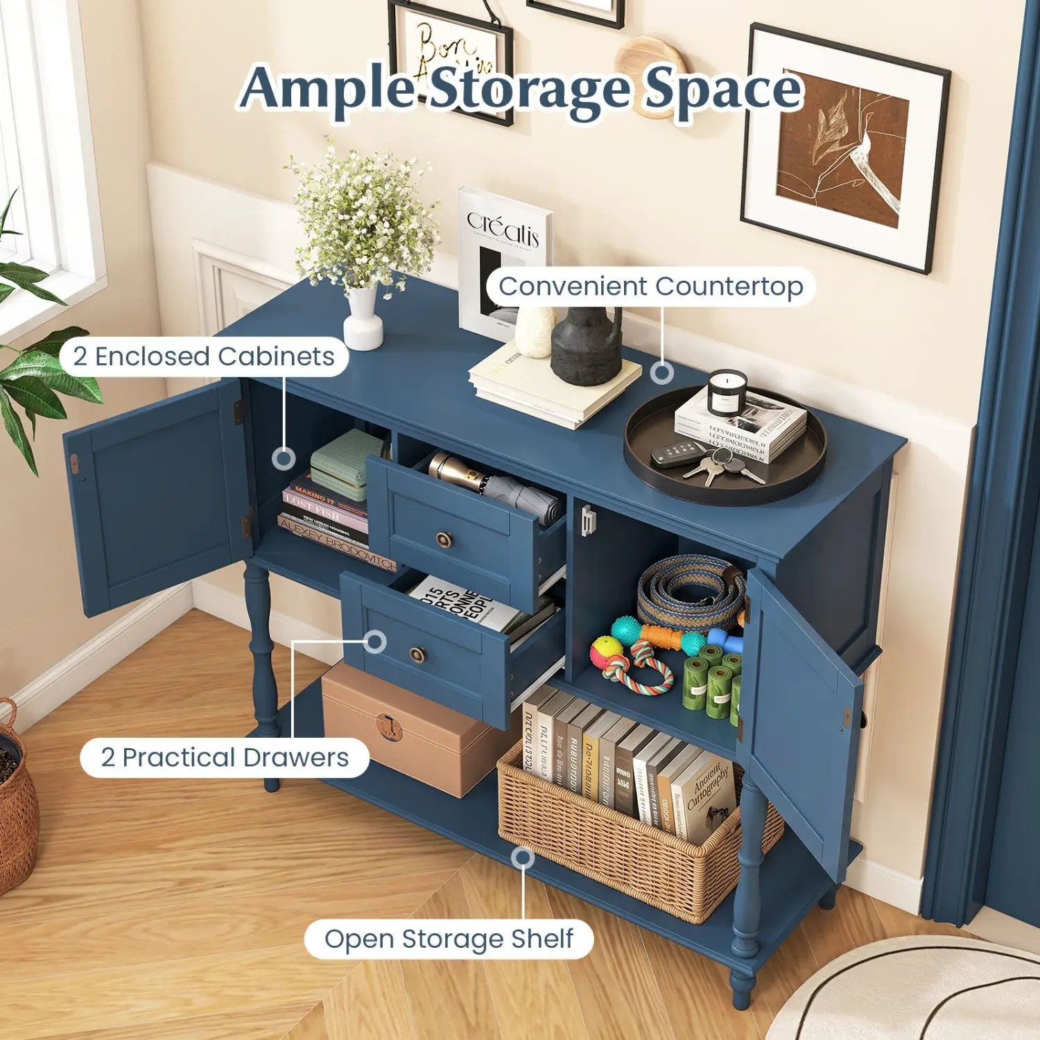Console Table with 2 Drawers and Storage Cabinets by DirectDeals