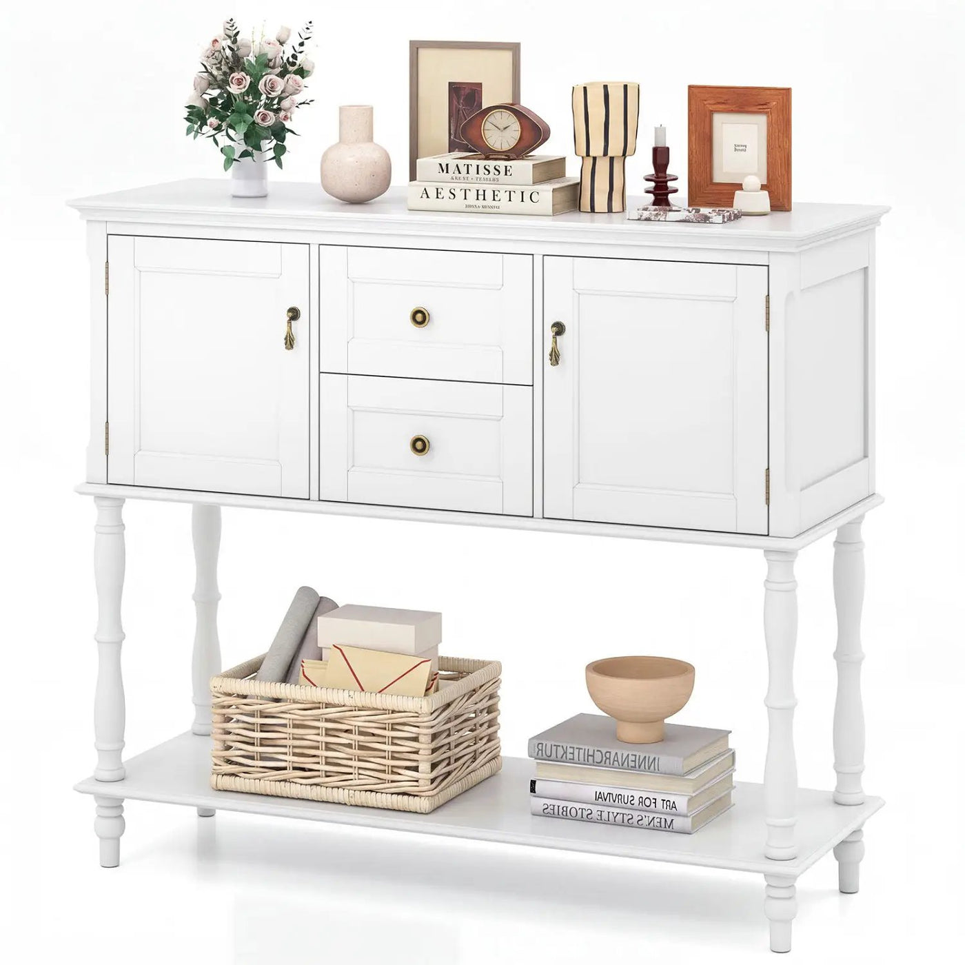 Console Table with 2 Drawers and Storage Cabinets by DirectDeals