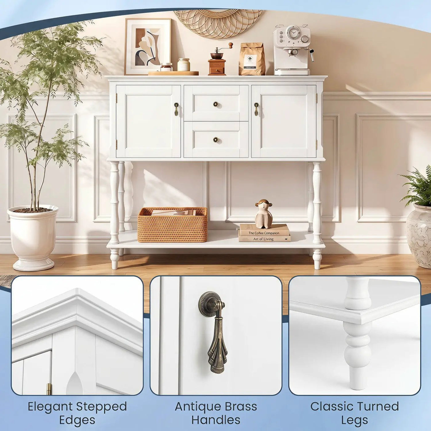 Console Table with 2 Drawers and Storage Cabinets by DirectDeals