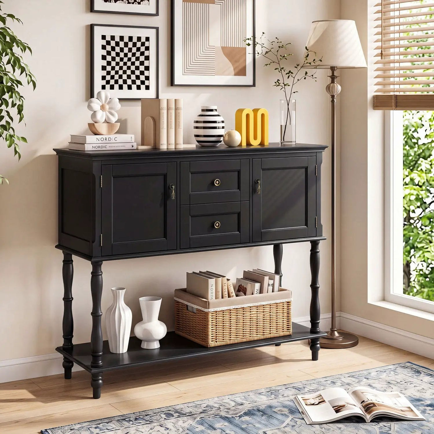 Console Table with 2 Drawers and Storage Cabinets by DirectDeals