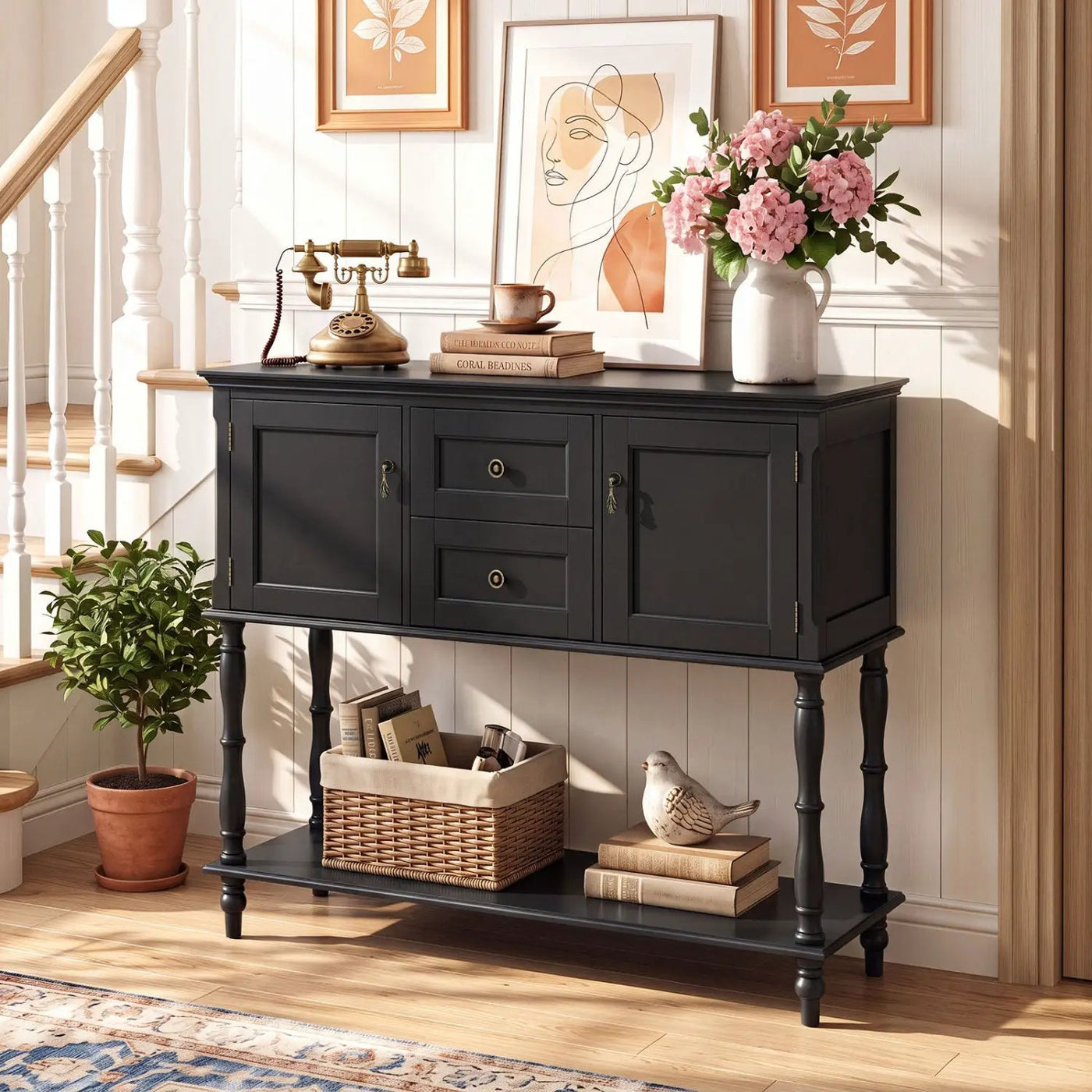 Console Table with 2 Drawers and Storage Cabinets by DirectDeals