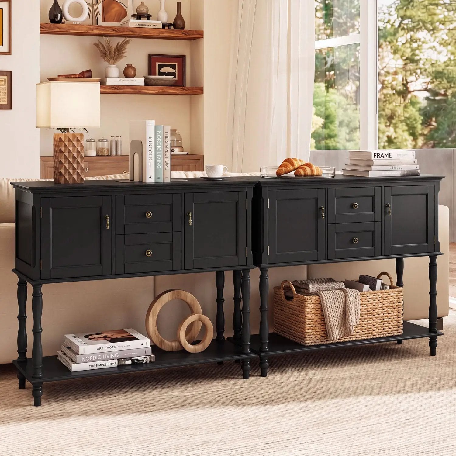 Console Table with 2 Drawers and Storage Cabinets by DirectDeals