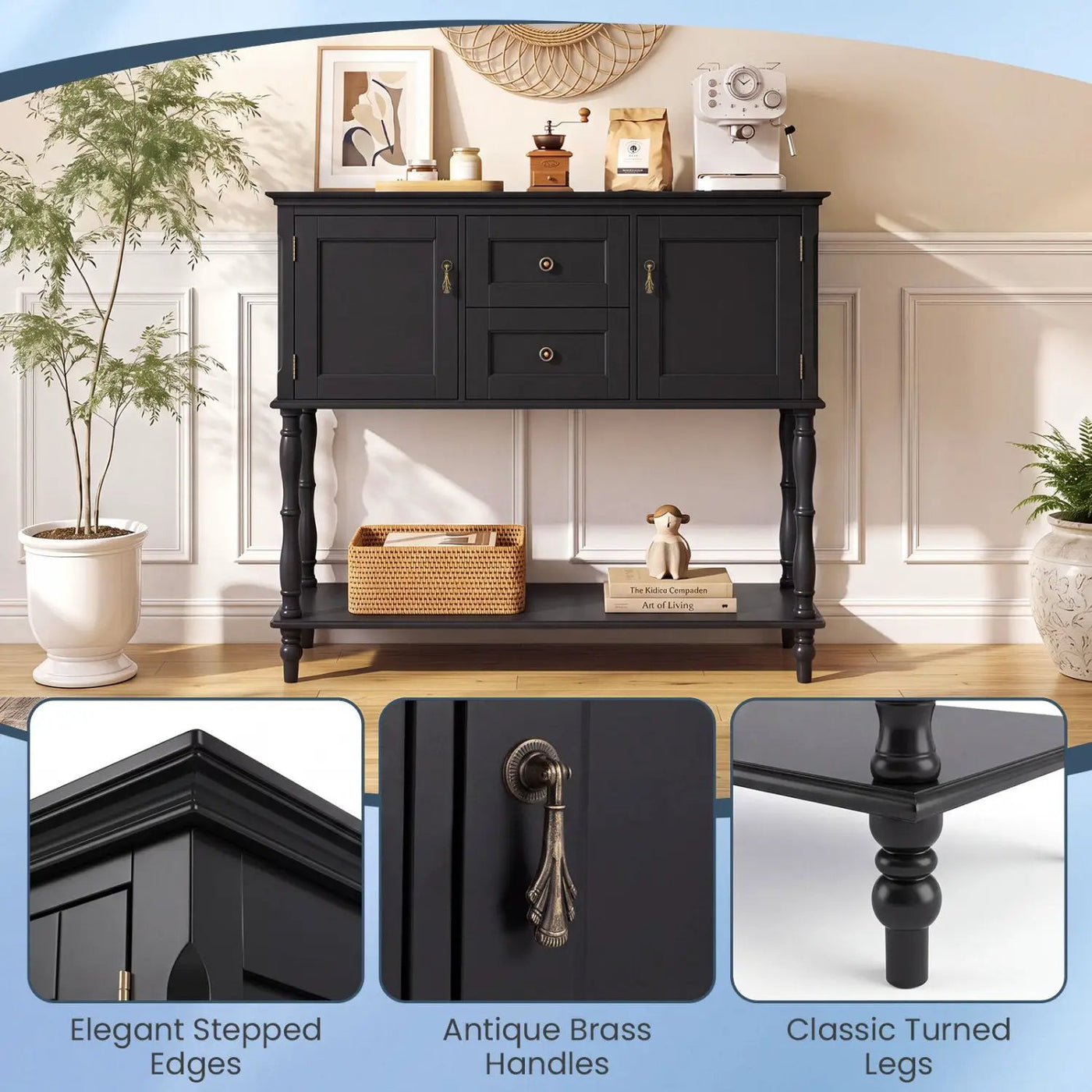 Console Table with 2 Drawers and Storage Cabinets by DirectDeals