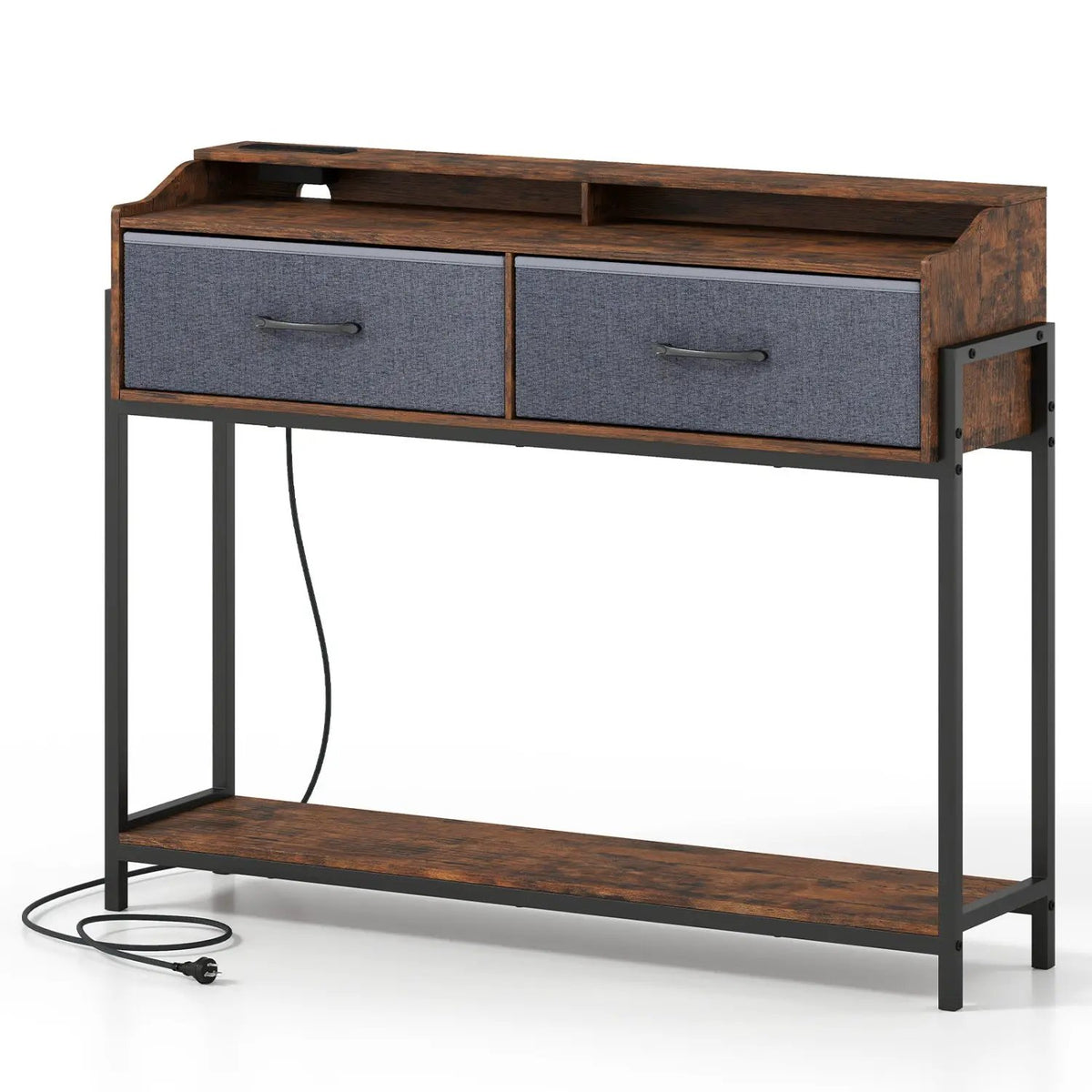 Console Table with Charging Station & 2 Drawers 110cm by DirectDeals