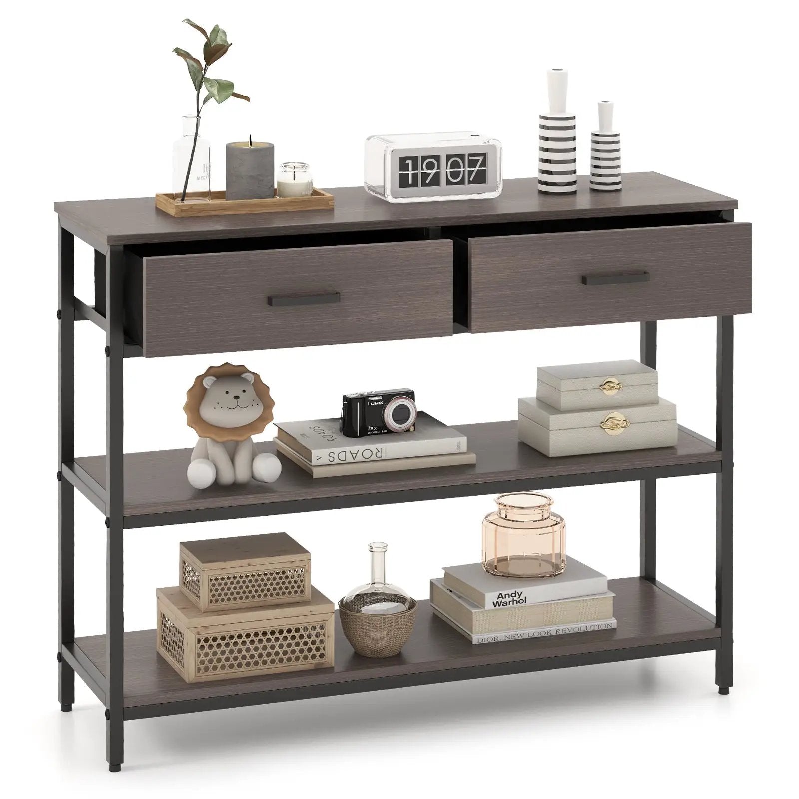 Console Table with Folding Fabric Drawers for Entryway by DirectDeals