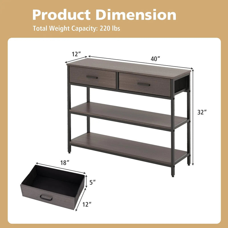 Console Table with Folding Fabric Drawers for Entryway by DirectDeals