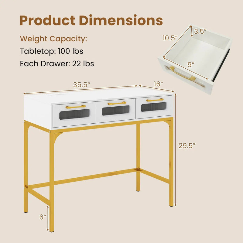 Console Table with LED Lighting and Charging Station for Living Room and Hallway by DirectDeals
