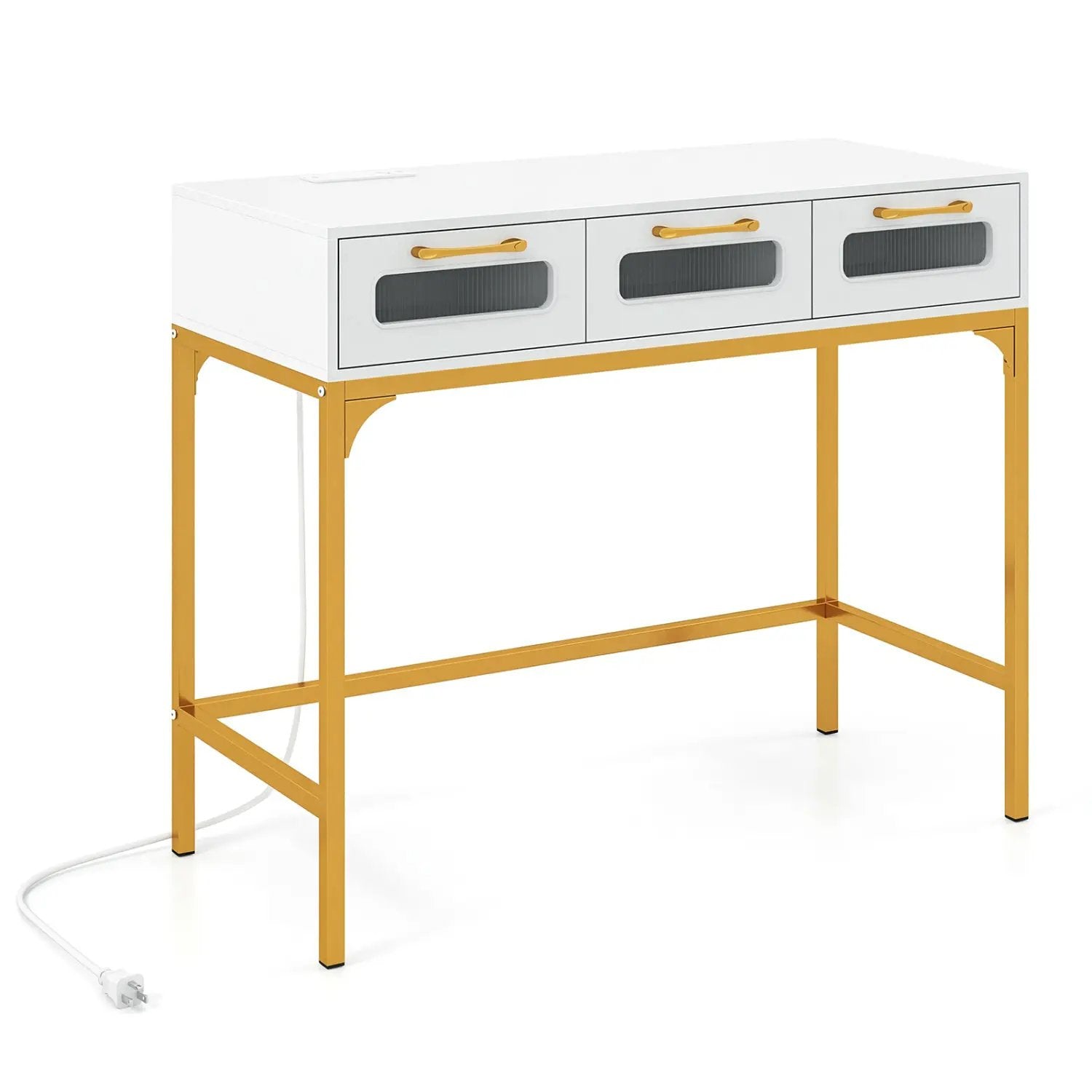 Console Table with LED Lighting and Charging Station for Living Room and Hallway by DirectDeals