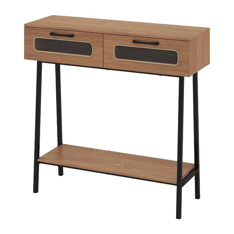 Console Table with LED Lights and Open Shelf - Natural by DirectDeals