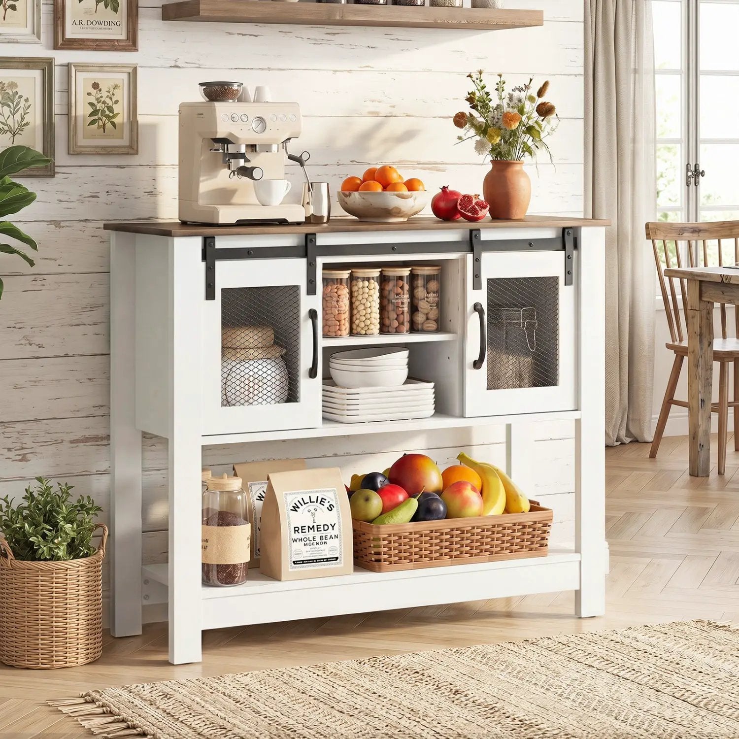 Console Table with Sliding Barn Doors and Storage Cabinets by DirectDeals