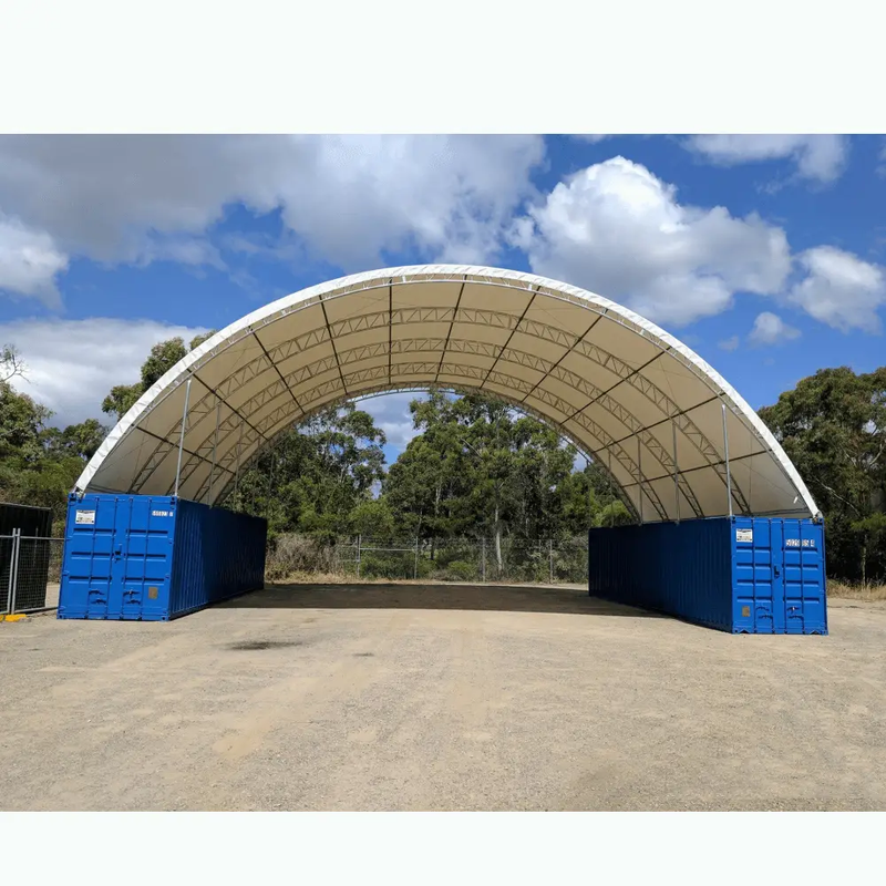 40'x40'x15' Double Truss Shipping Container Canopy Shelter, Outside by Chery Industrial