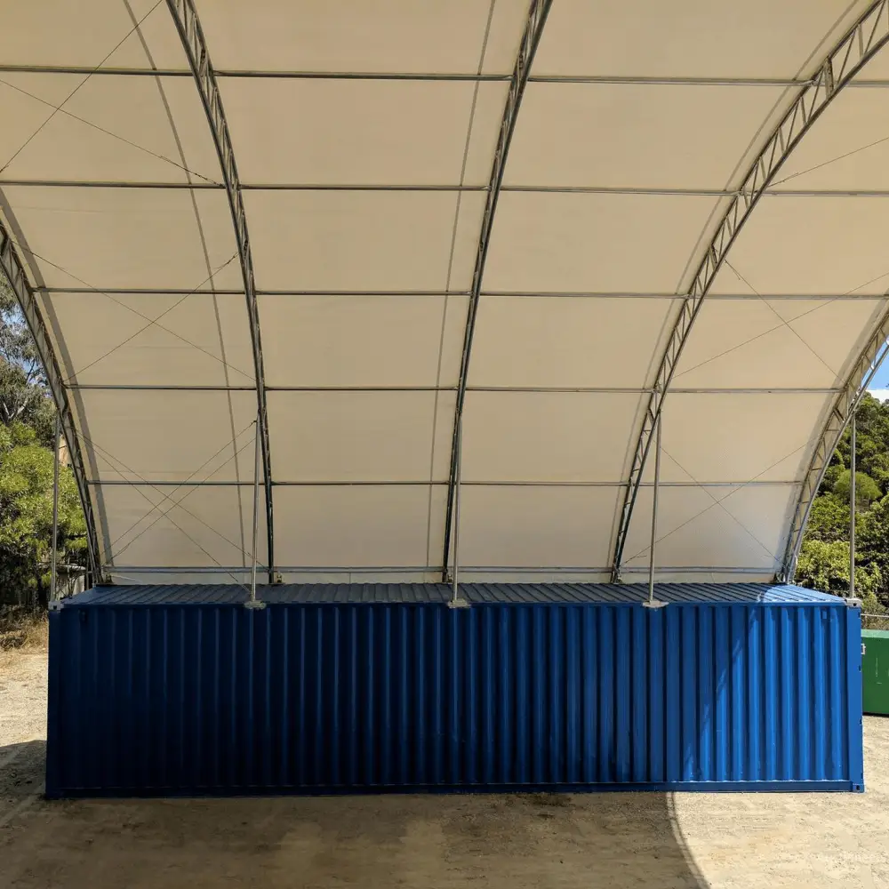 40'x40'x15' Double Truss Shipping Container Canopy Shelter, Outside by Chery Industrial